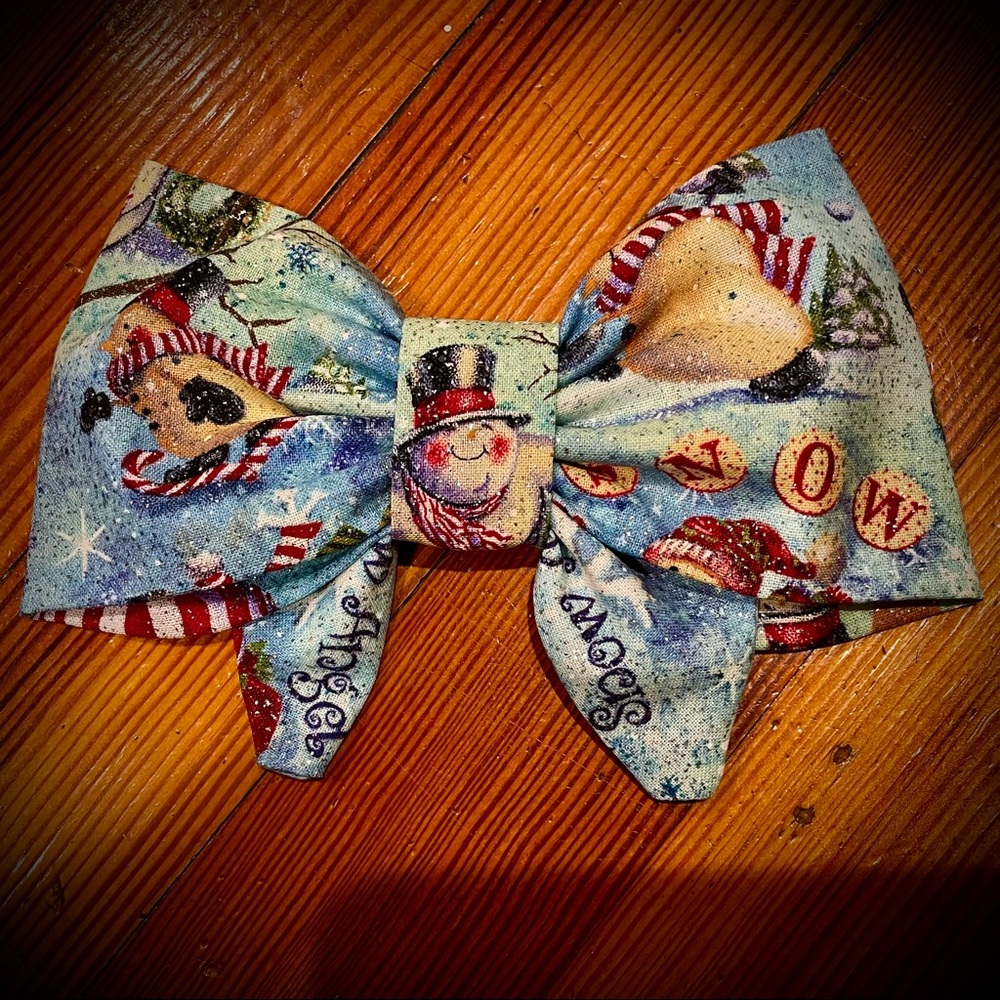 Holiday sparkly Snowman Girls Hair Bow